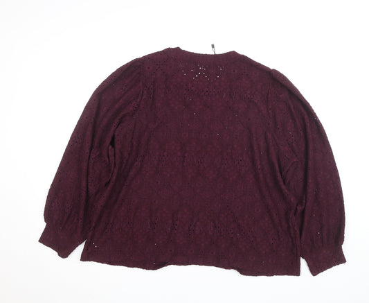 Gallery Womens Purple Lace Long Sleeve Tunic Blouse Size XL