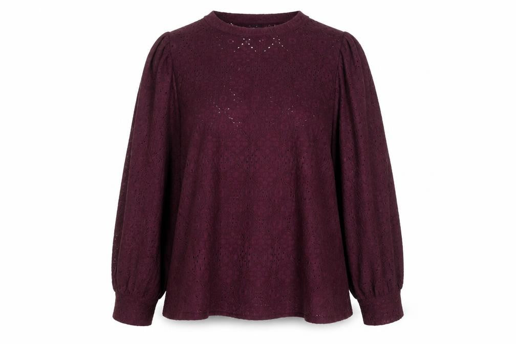 Gallery Womens Purple Lace Long Sleeve Tunic Blouse Size XL