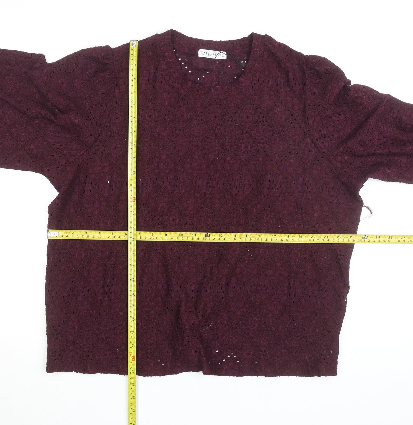 Gallery Womens Purple Lace Long Sleeve Tunic Blouse Size XL