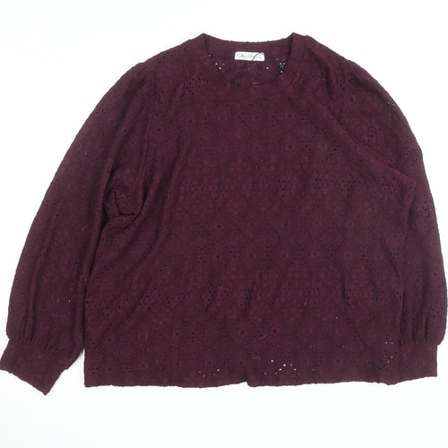 Gallery Womens Purple Lace Long Sleeve Tunic Blouse Size XL
