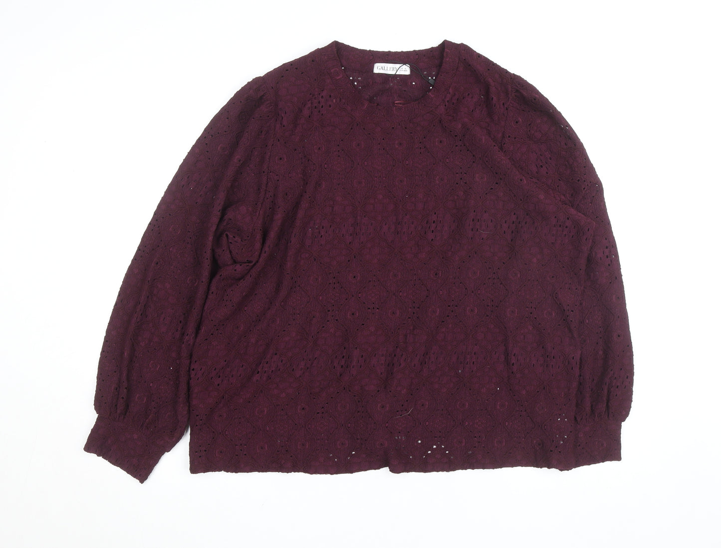 Gallery Womens Purple Lace Long Sleeve Tunic Blouse Size XL