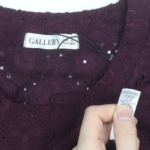 Gallery Womens Purple Lace Long Sleeve Tunic Blouse Size XL