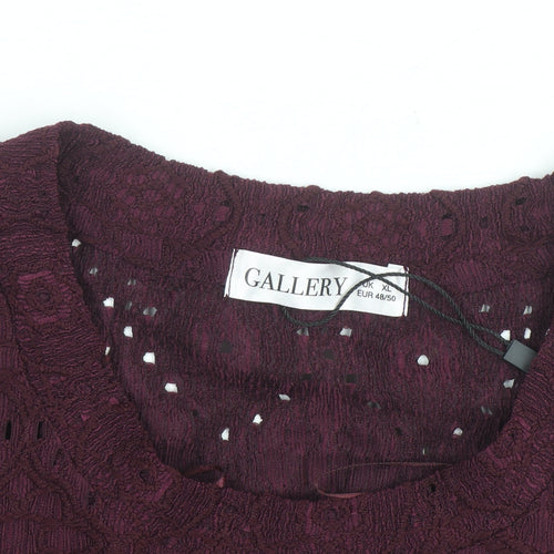 Gallery Womens Purple Lace Long Sleeve Tunic Blouse Size XL