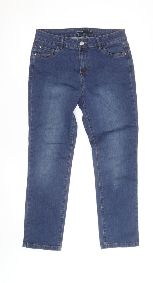 George Women Blue Straight Regular Fit Mid Rise Stretch Jeans Size 12