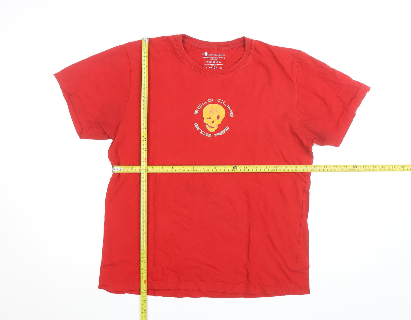 Solo Climb Men's Red Skull Graphic Cotton T-Shirt Size L