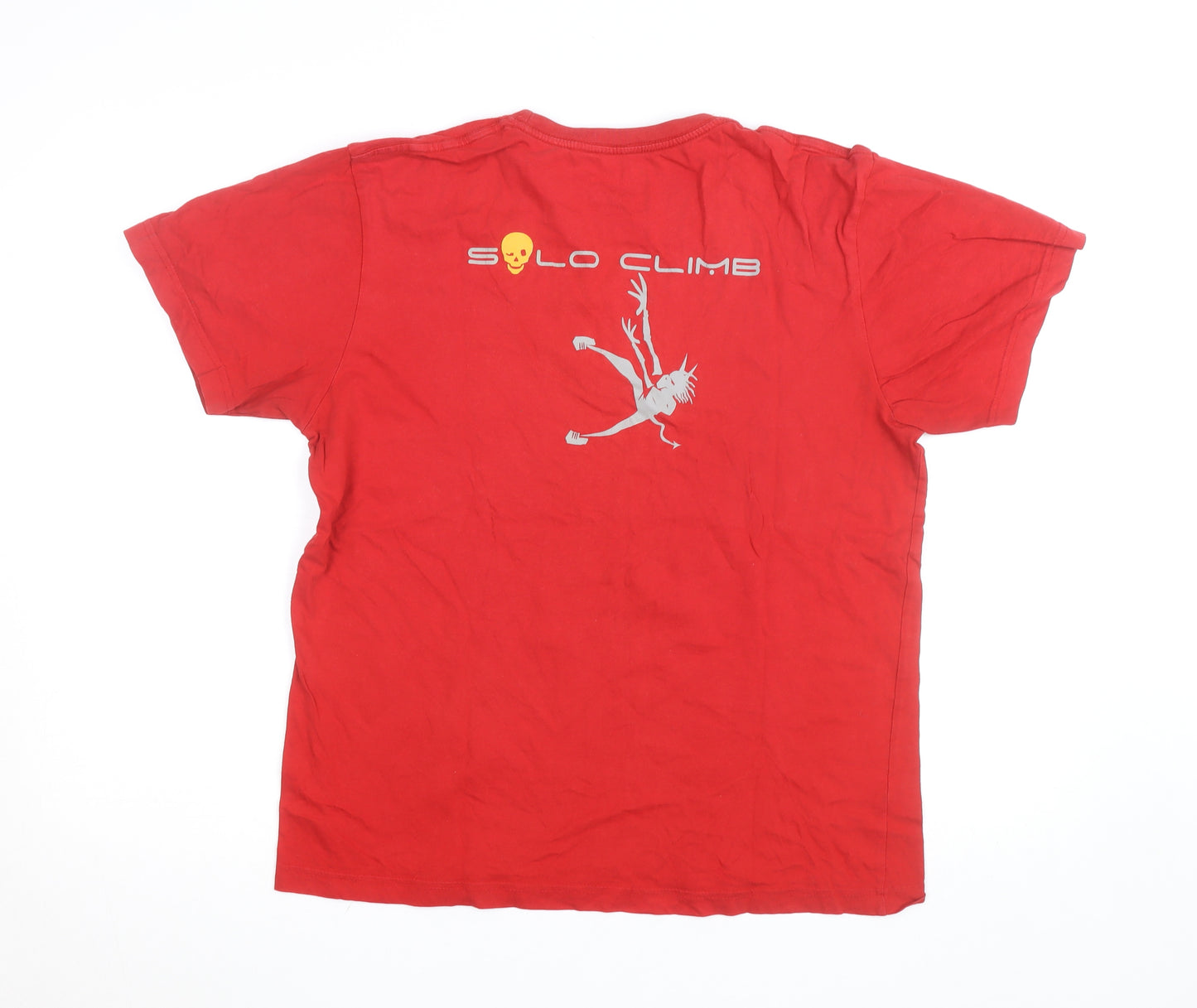 Solo Climb Men's Red Skull Graphic Cotton T-Shirt Size L