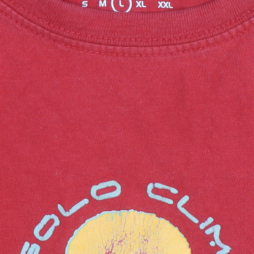 Solo Climb Men's Red Skull Graphic Cotton T-Shirt Size L