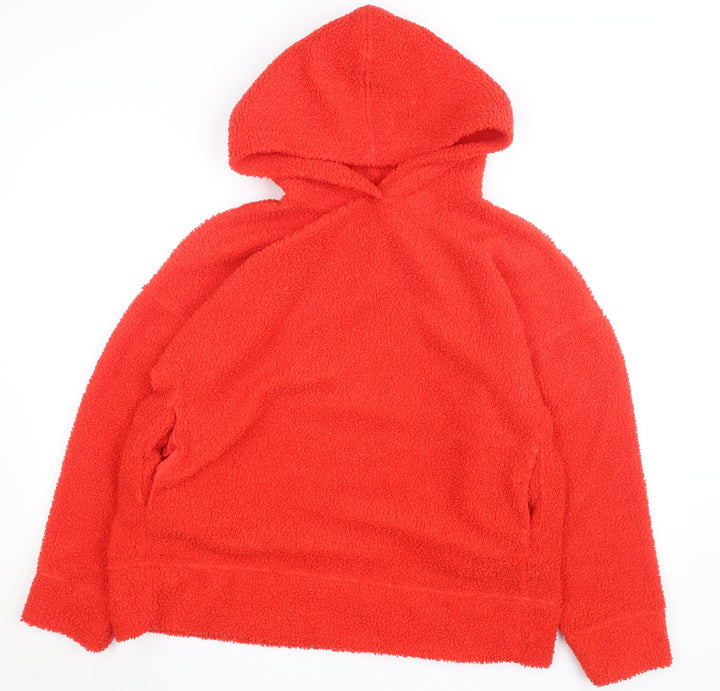 Marks and Spencer Women Red Pullover Hoodie Size 14 Polyester Fleece