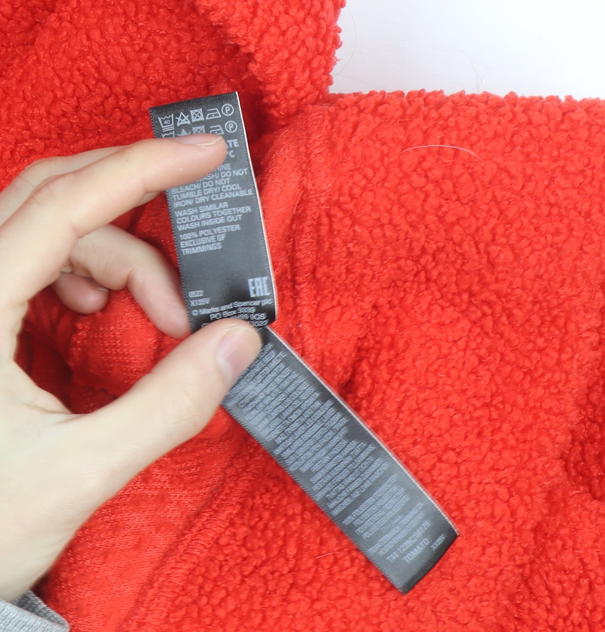 Marks and Spencer Women Red Pullover Hoodie Size 14 Polyester Fleece