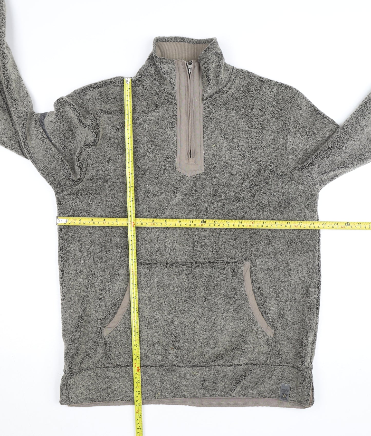 Next Men's Grey Fleece 1/4 Zip Active Jacket Size M Regular Fit