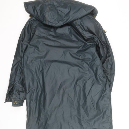 Nuage Women's Green Hooded Long Rain Coat Size 12 Waterproof Toggle Style