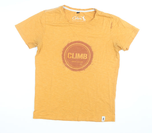 Chillaz Men's Yellow Climb Graphic Short Sleeve Cotton T-Shirt M