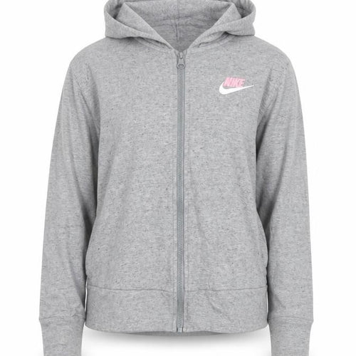 Nike Girls Grey Full Zip Hoodie XS Cotton Lightweight Sweatshirt