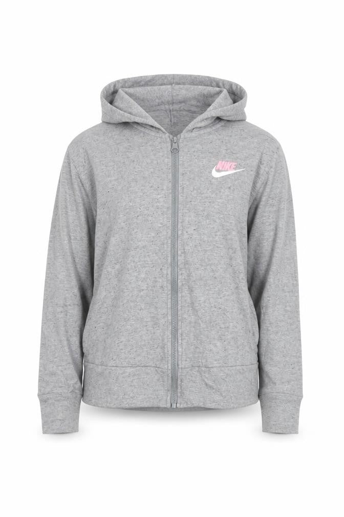 Nike Girls Grey Full Zip Hoodie XS Cotton Lightweight Sweatshirt