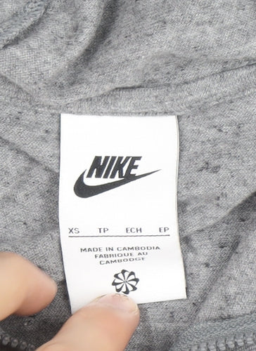 Nike Girls Grey Full Zip Hoodie XS Cotton Lightweight Sweatshirt