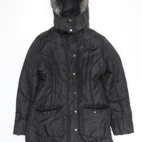 Esmara Women's Black Long Puffer Coat Hooded Size 12