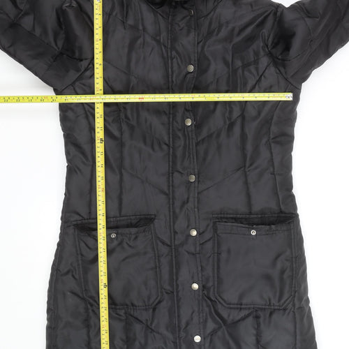 Esmara Women's Black Long Puffer Coat Hooded Size 12