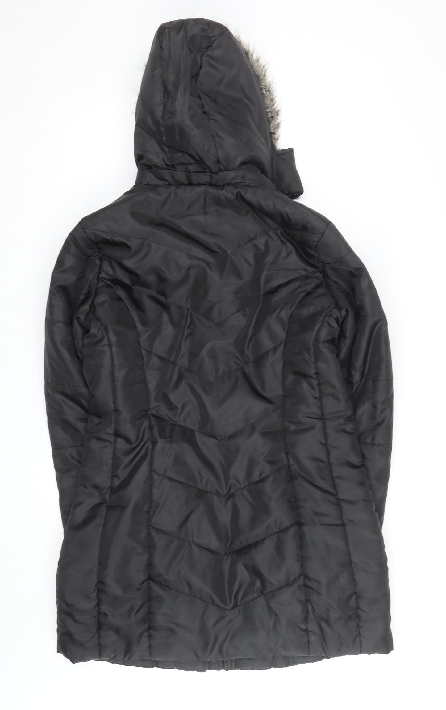 Esmara Women's Black Long Puffer Coat Hooded Size 12