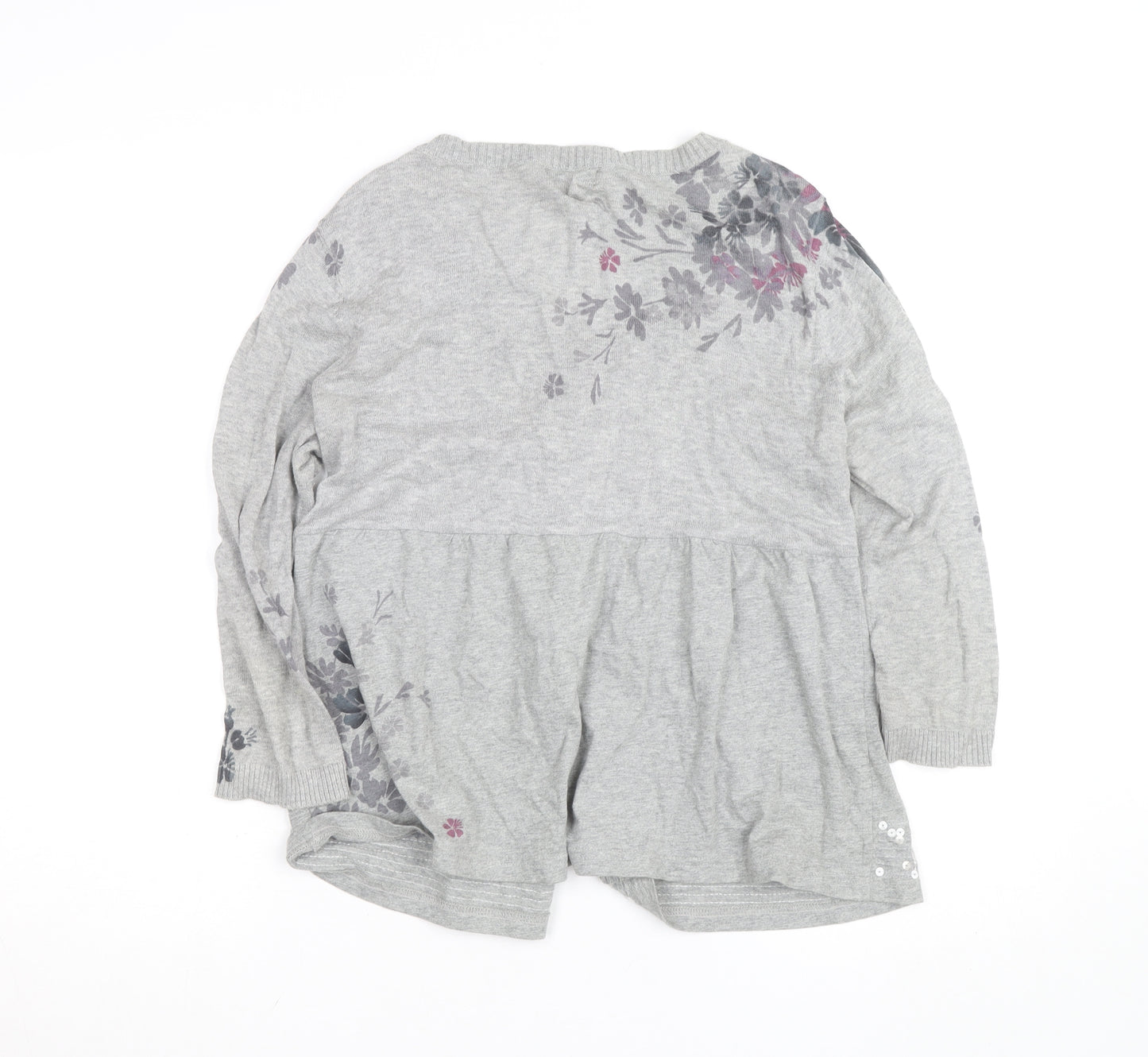 Next Women’s Grey Floral Sequin Cardigan Size 14 V-Neck Knit