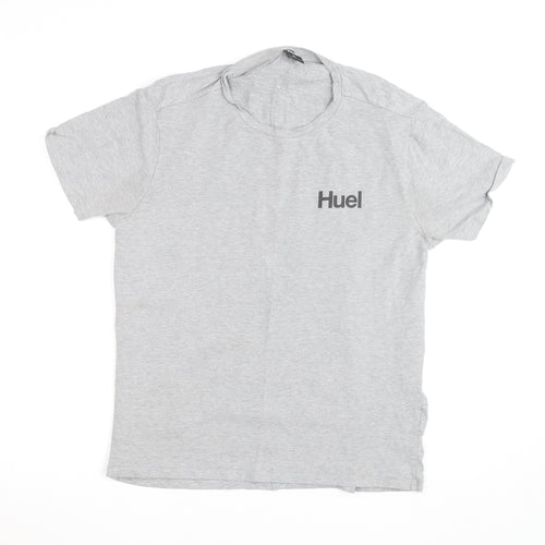Huel Mens Grey XL Crew Neck Short Sleeve Cotton T-Shirt
