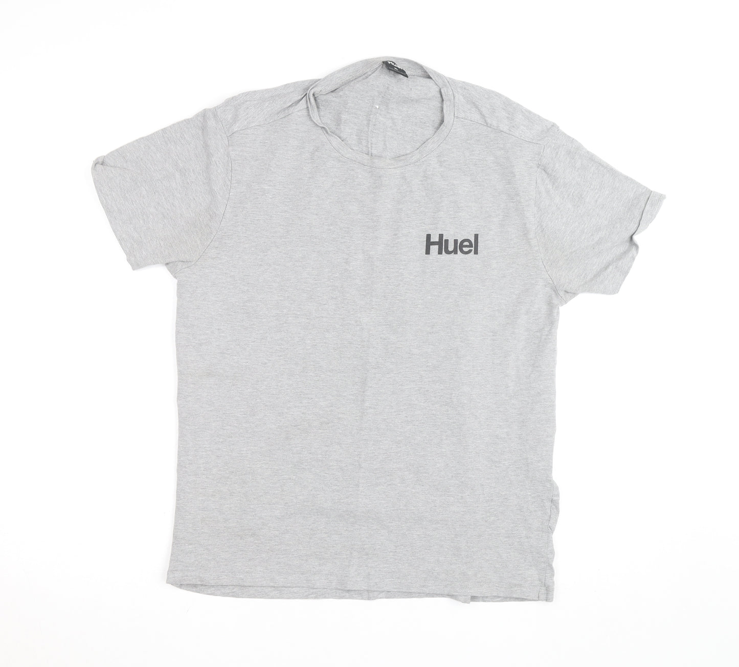 Huel Mens Grey XL Crew Neck Short Sleeve Cotton T-Shirt