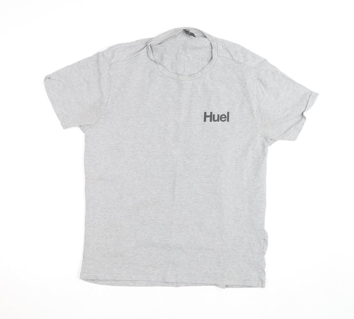 Huel Mens Grey XL Crew Neck Short Sleeve Cotton T-Shirt