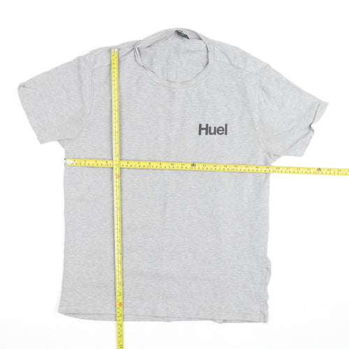 Huel Mens Grey XL Crew Neck Short Sleeve Cotton T-Shirt