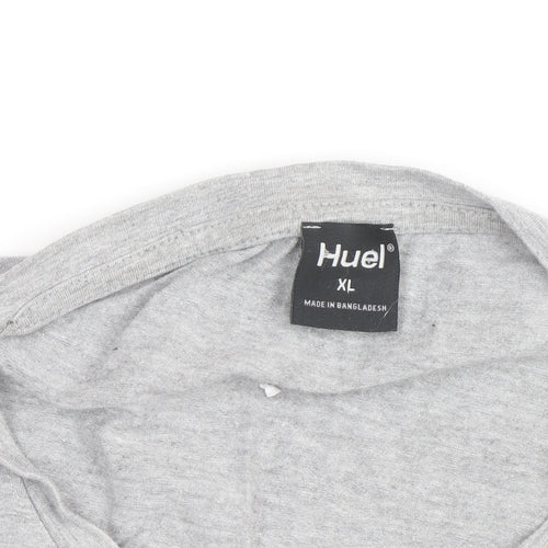 Huel Mens Grey XL Crew Neck Short Sleeve Cotton T-Shirt