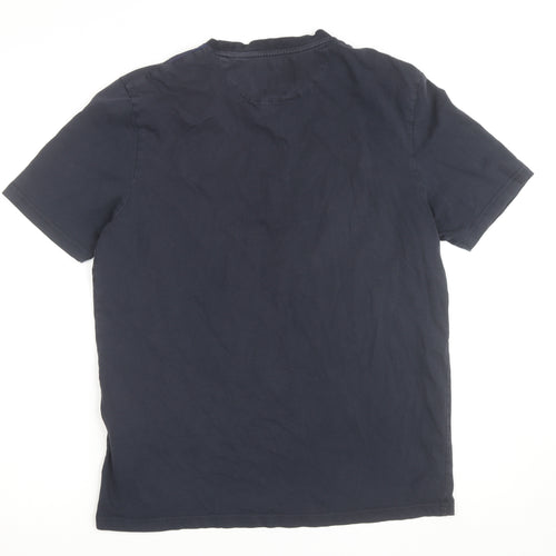 Lyle & Scott Men's Blue Relaxed Fit Colourblock T-Shirt Size L