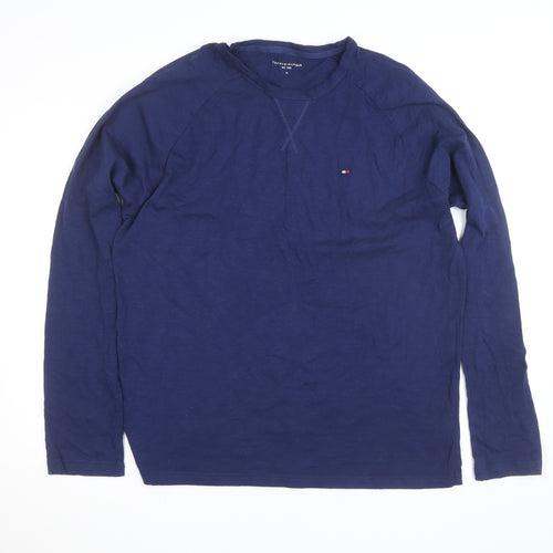 Tommy Hilfiger Men Blue XL Long Sleeve Cotton Crew Neck Top