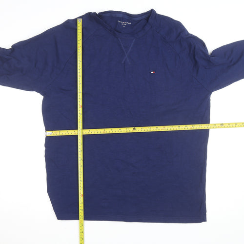 Tommy Hilfiger Men Blue XL Long Sleeve Cotton Crew Neck Top