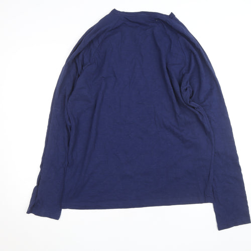 Tommy Hilfiger Men Blue XL Long Sleeve Cotton Crew Neck Top