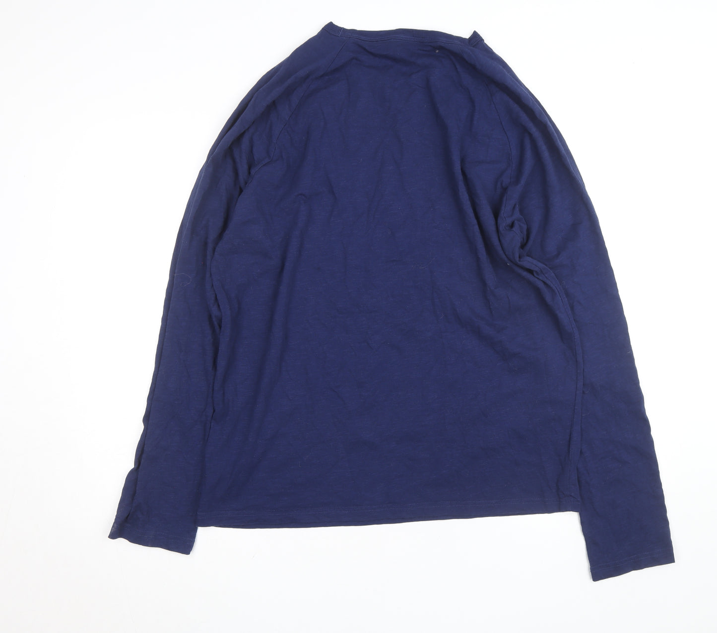 Tommy Hilfiger Men Blue XL Long Sleeve Cotton Crew Neck Top