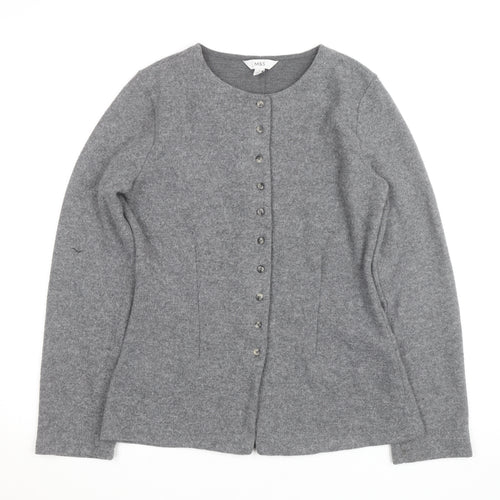 Marks and Spencer Womens Grey Size 12 Crew Neck Button Cardigan