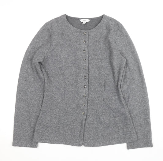 Marks and Spencer Womens Grey Size 12 Crew Neck Button Cardigan