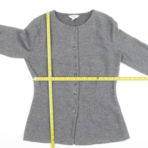 Marks and Spencer Womens Grey Size 12 Crew Neck Button Cardigan