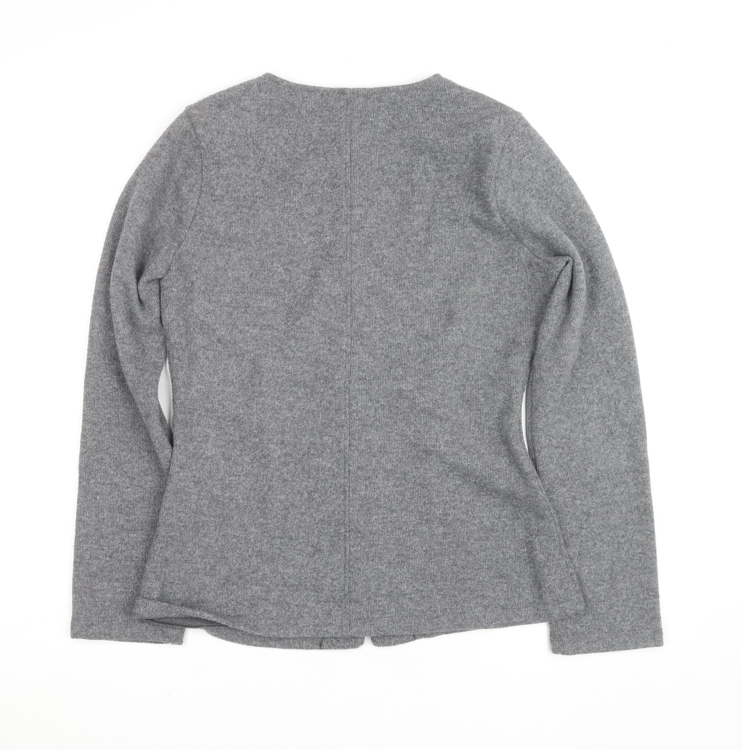 Marks and Spencer Womens Grey Size 12 Crew Neck Button Cardigan