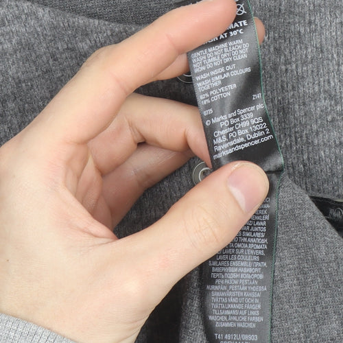 Marks and Spencer Womens Grey Size 12 Crew Neck Button Cardigan