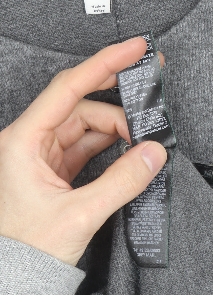 Marks and Spencer Womens Grey Size 12 Crew Neck Button Cardigan
