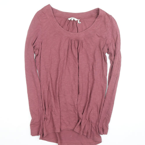 FatFace Women Pink Long Sleeve Basic Cotton T-Shirt Size 10