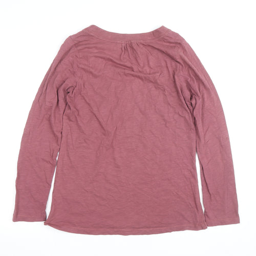 FatFace Women Pink Long Sleeve Basic Cotton T-Shirt Size 10
