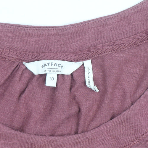 FatFace Women Pink Long Sleeve Basic Cotton T-Shirt Size 10