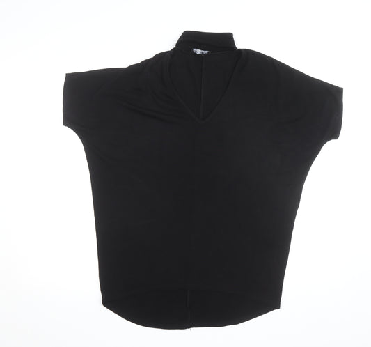Select Women’s Black High Neck Short Sleeve Jersey Top Size 10
