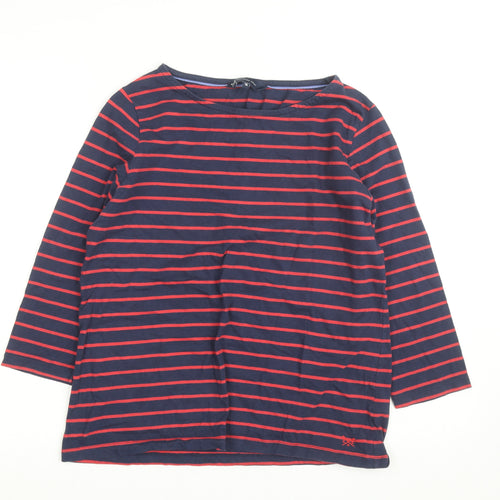 Crew Clothing Women’s Navy Red Striped 3/4 Sleeve Cotton T-Shirt Size 14