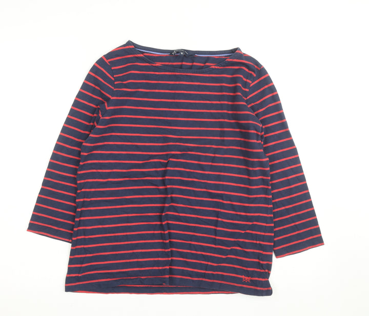 Crew Clothing Women’s Navy Red Striped 3/4 Sleeve Cotton T-Shirt Size 14