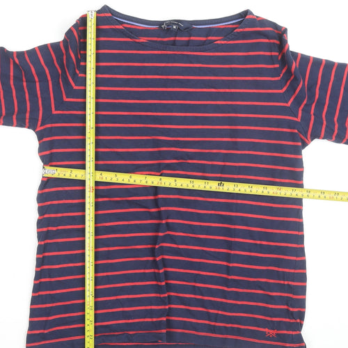 Crew Clothing Women’s Navy Red Striped 3/4 Sleeve Cotton T-Shirt Size 14