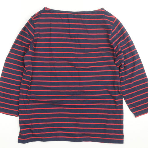 Crew Clothing Women’s Navy Red Striped 3/4 Sleeve Cotton T-Shirt Size 14