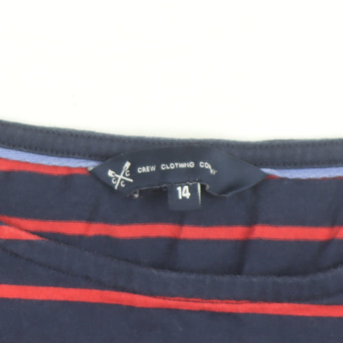 Crew Clothing Women’s Navy Red Striped 3/4 Sleeve Cotton T-Shirt Size 14
