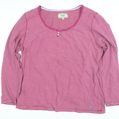 Maine New England Women’s Pink Striped Long Sleeve Cotton T-Shirt UK 18