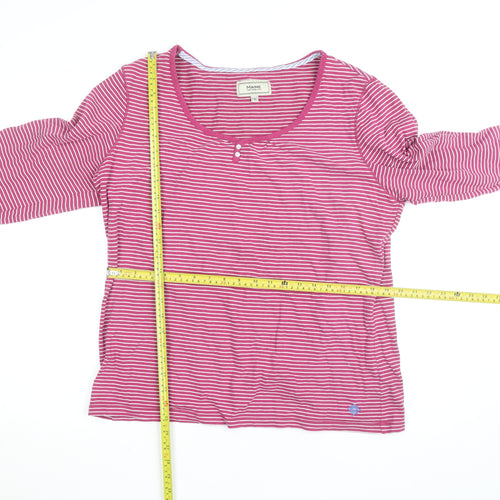 Maine New England Women’s Pink Striped Long Sleeve Cotton T-Shirt UK 18